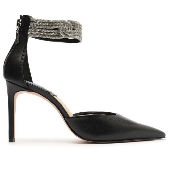 New Schutz x Anthropologie Linara 7 Black Nappa Leather Pointed Toe Pumps - Picture 9 of 12